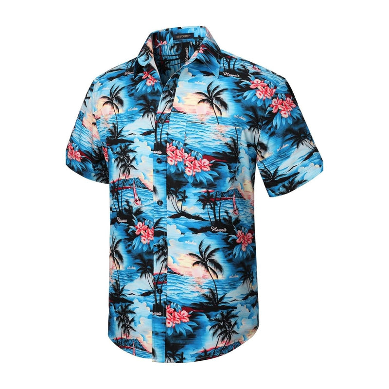 Funky Hawaiian Shirts with Pocket - A3-BLUE