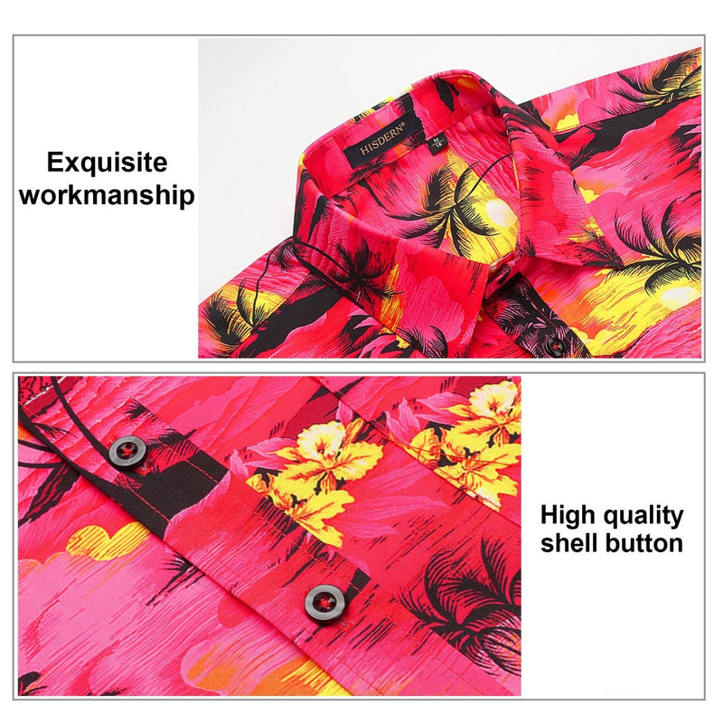 Funky Hawaiian Shirts with Pocket - A2-RED PALM