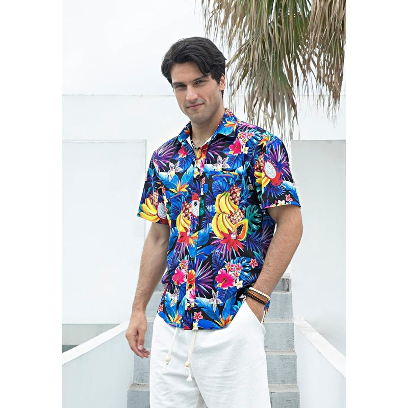 Funky Hawaiian Shirts with Pocket - A7-BLUE FRUIT