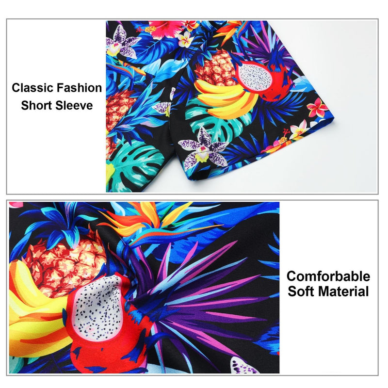 Funky Hawaiian Shirts with Pocket - A7-BLUE FRUIT