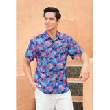 Funky Hawaiian Shirts with Pocket - A6-BLUE PINK