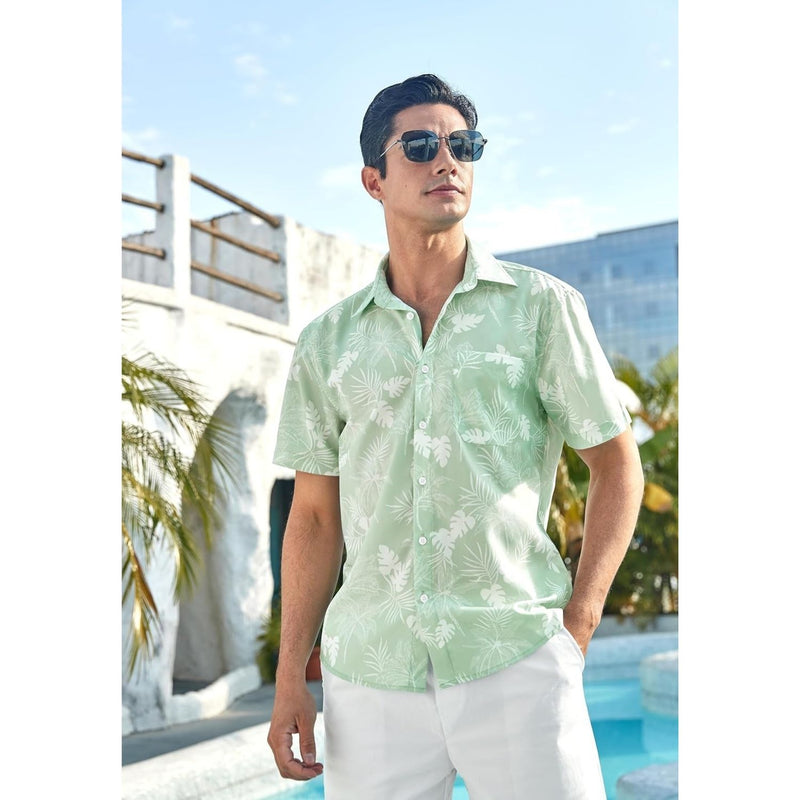 Funky Hawaiian Shirts with Pocket - SAGE GREEN