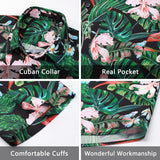 Funky Hawaiian Shirts with Pocket - 18-BLACK/GREEN