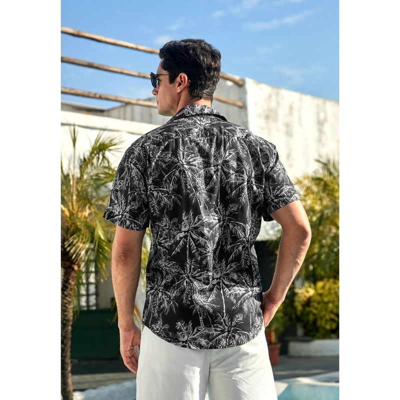 Funky Hawaiian Shirts with Pocket - A2-BLACK