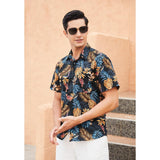 Funky Hawaiian Shirts with Pocket - A6-BLACK ORANGE