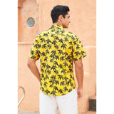 Funky Hawaiian Shirts with Pocket - 24-YELLOW/TREE