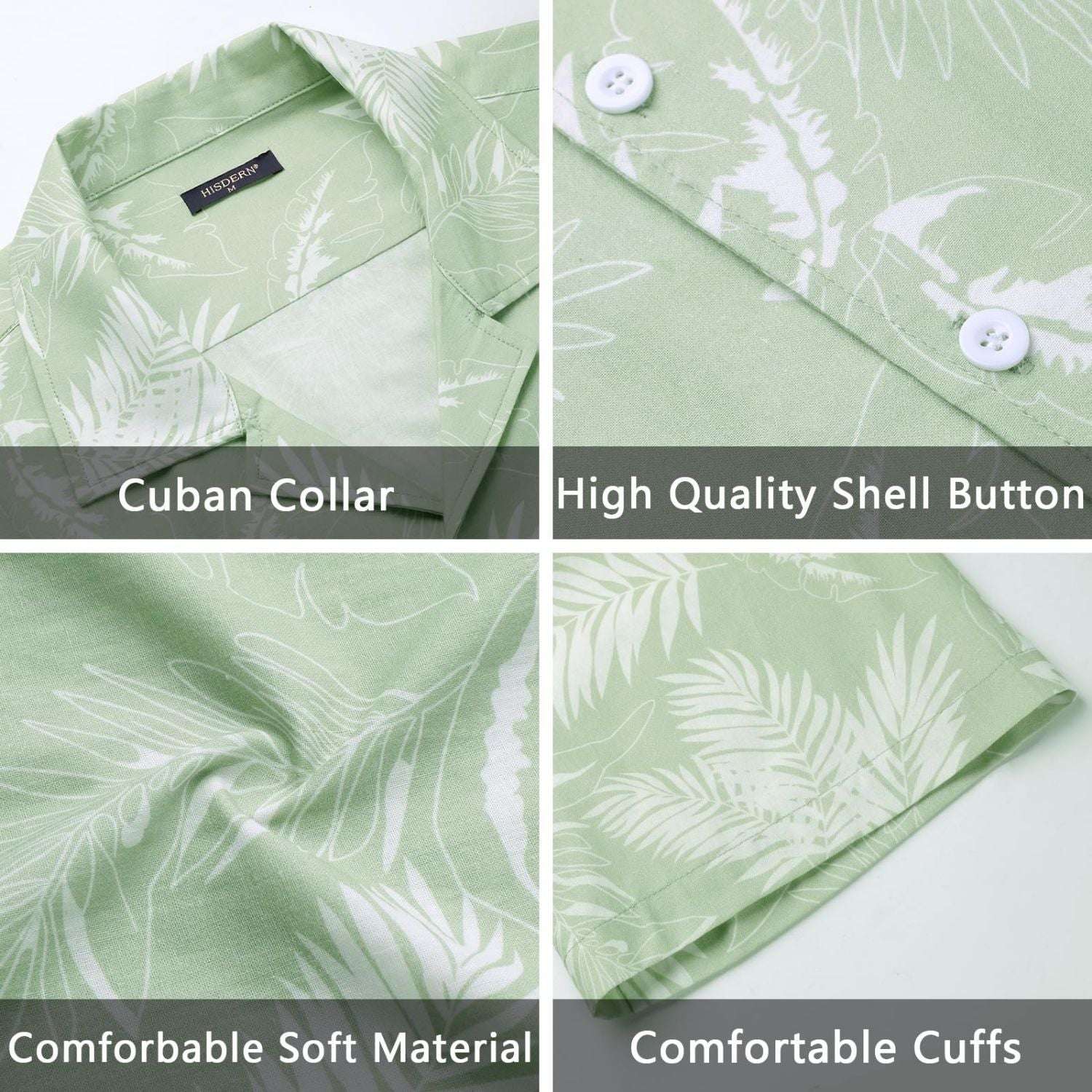 Mint Green Floral Button Up Hawaiian Shirt For Summer Vacation