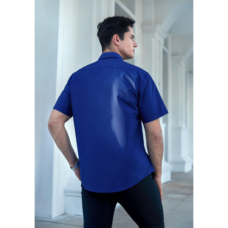 Men's Short Sleeve Shirt with Pocket - B1-ROYAL BLUE