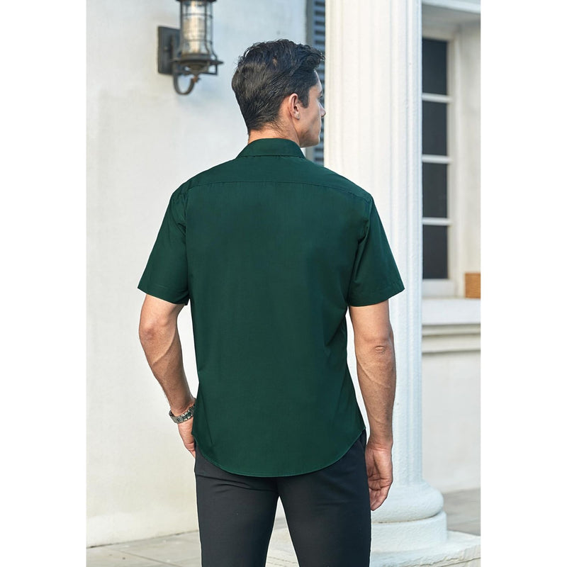 Men's Short Sleeve Shirt with Pocket - B1-GREEN2