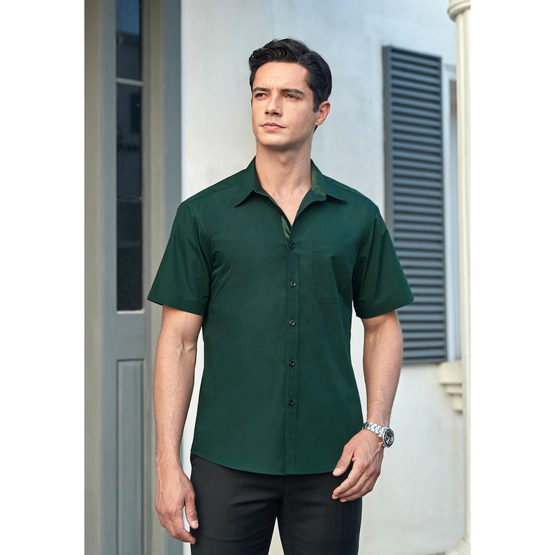 Men's Short Sleeve Shirt with Pocket - B1-GREEN2