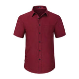 Men's Short Sleeve Shirt with Pocket - B1-RED2