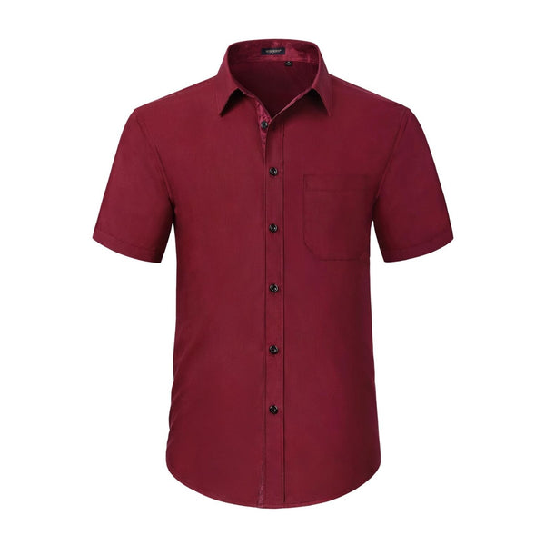 Men's Short Sleeve Shirt with Pocket - B1-RED2