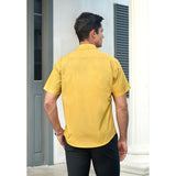 Men's Short Sleeve Shirt with Pocket - B1-YELLOW