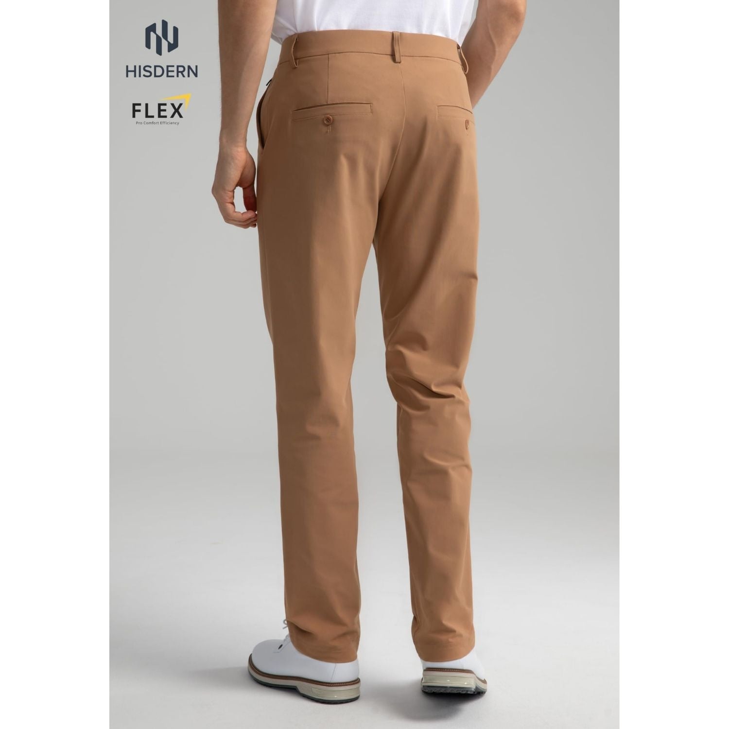 Hisdern Flex 501 Men's Golf Pants Dark Khaki Classic Fit Stretch for Golf Business