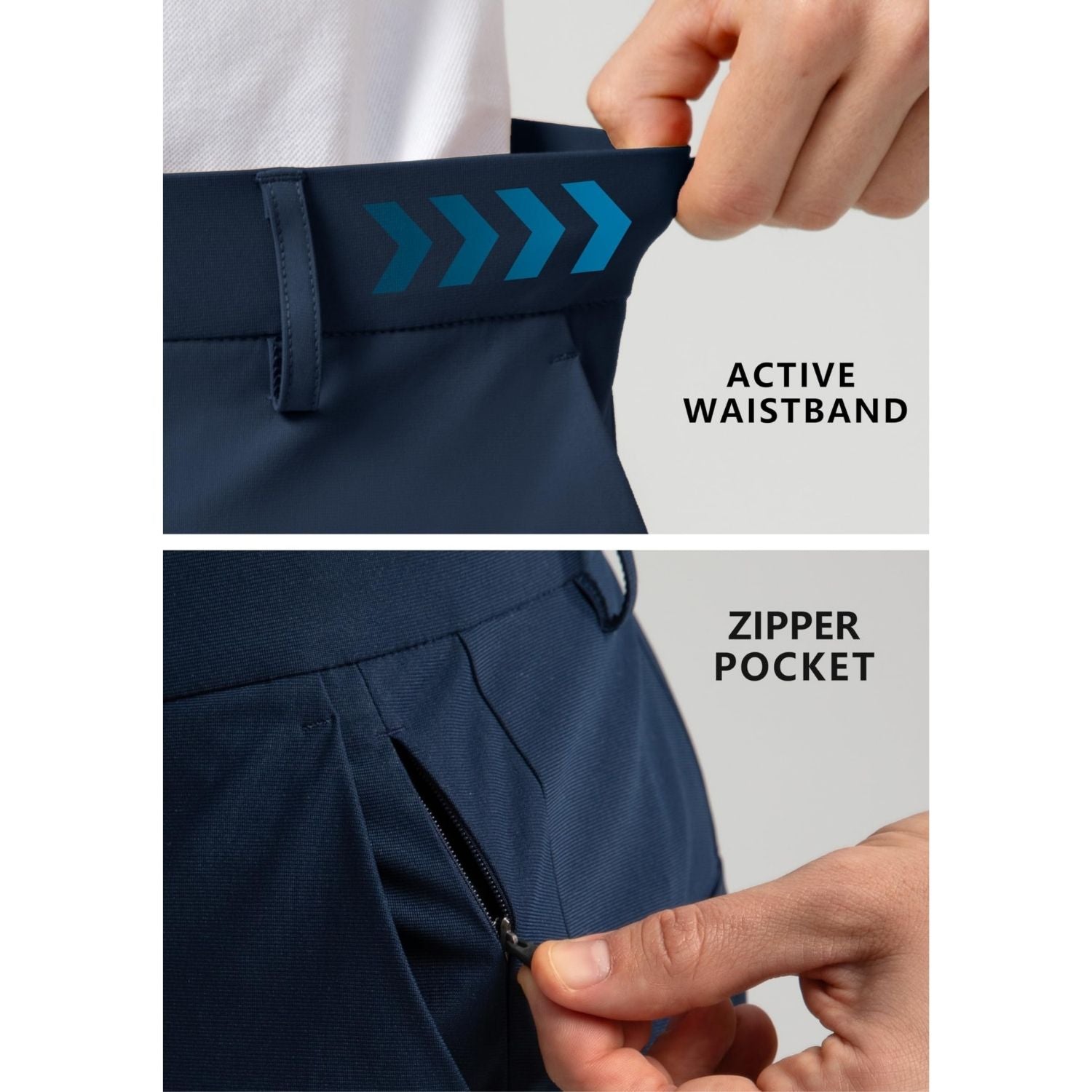 Hisdern Flex 501 Men's Golf Pants Navy Blue Classic Fit Stretch for Golf Business