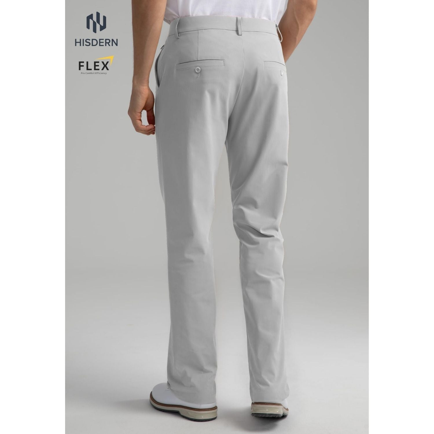 Hisdern Flex 501 Men's Golf Pants Silver Gray Classic Fit Stretch for Golf Business