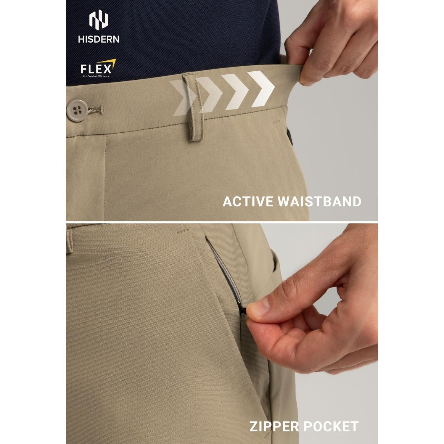 Hisdern Flex 505 Men's Wide-Leg Business Casual Dark Olive Pants Seamless Comfort