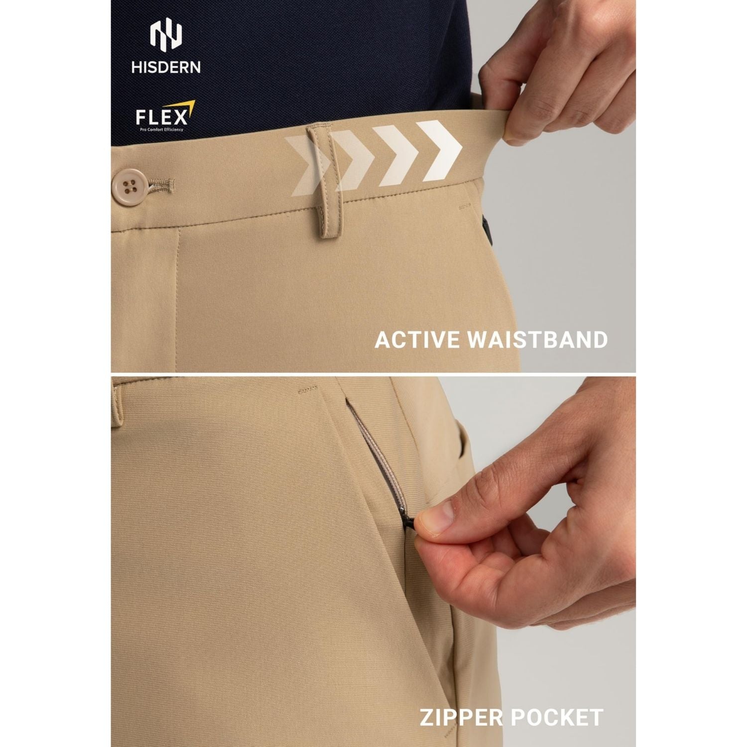 Hisdern Flex 505 Men's Wide-Leg Business Casual Khaki Pants Seamless Comfort