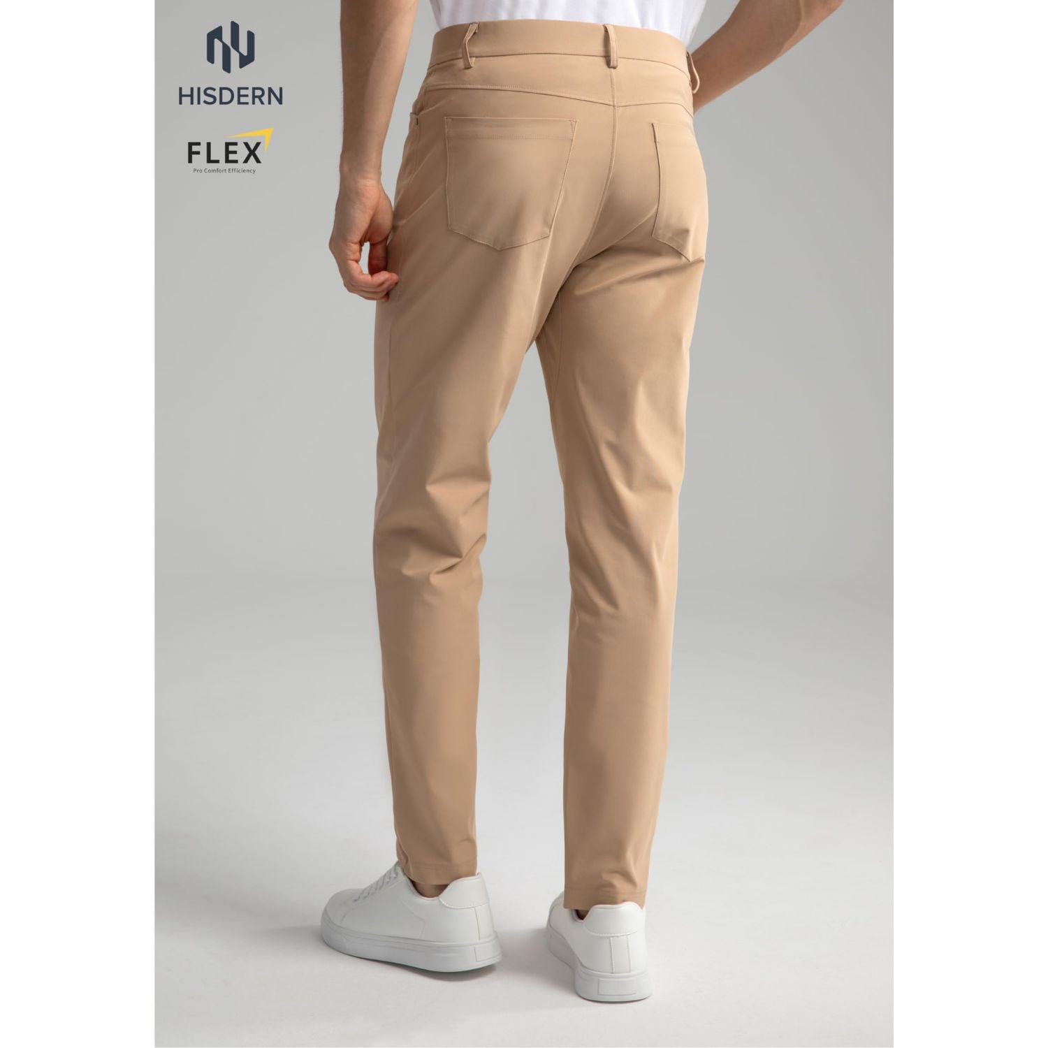 Hisdern Flex 503 Men's Golf Pants Slim Fit Khaki Stretch for Business Casual