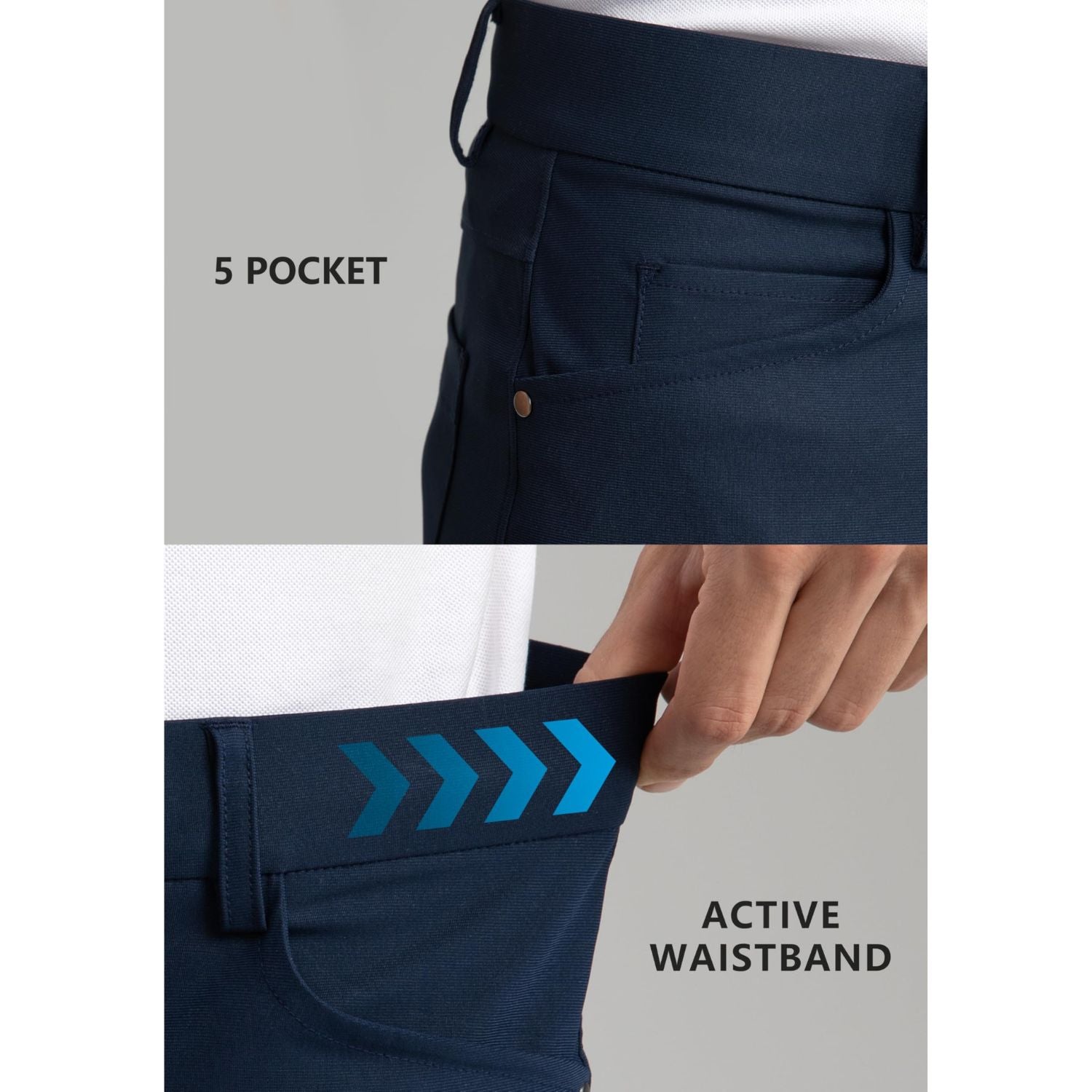 Hisdern Flex 503 Men's Golf Pants Slim Fit Navy Blue Stretch for Business Casual