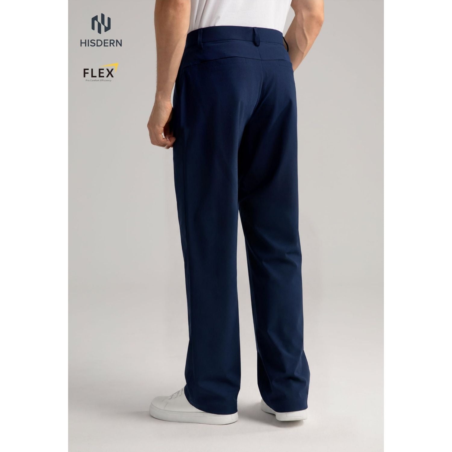 Hisdern Flex 505 Men's Wide-Leg Business Casual Navy Blue Pants Seamless Comfort