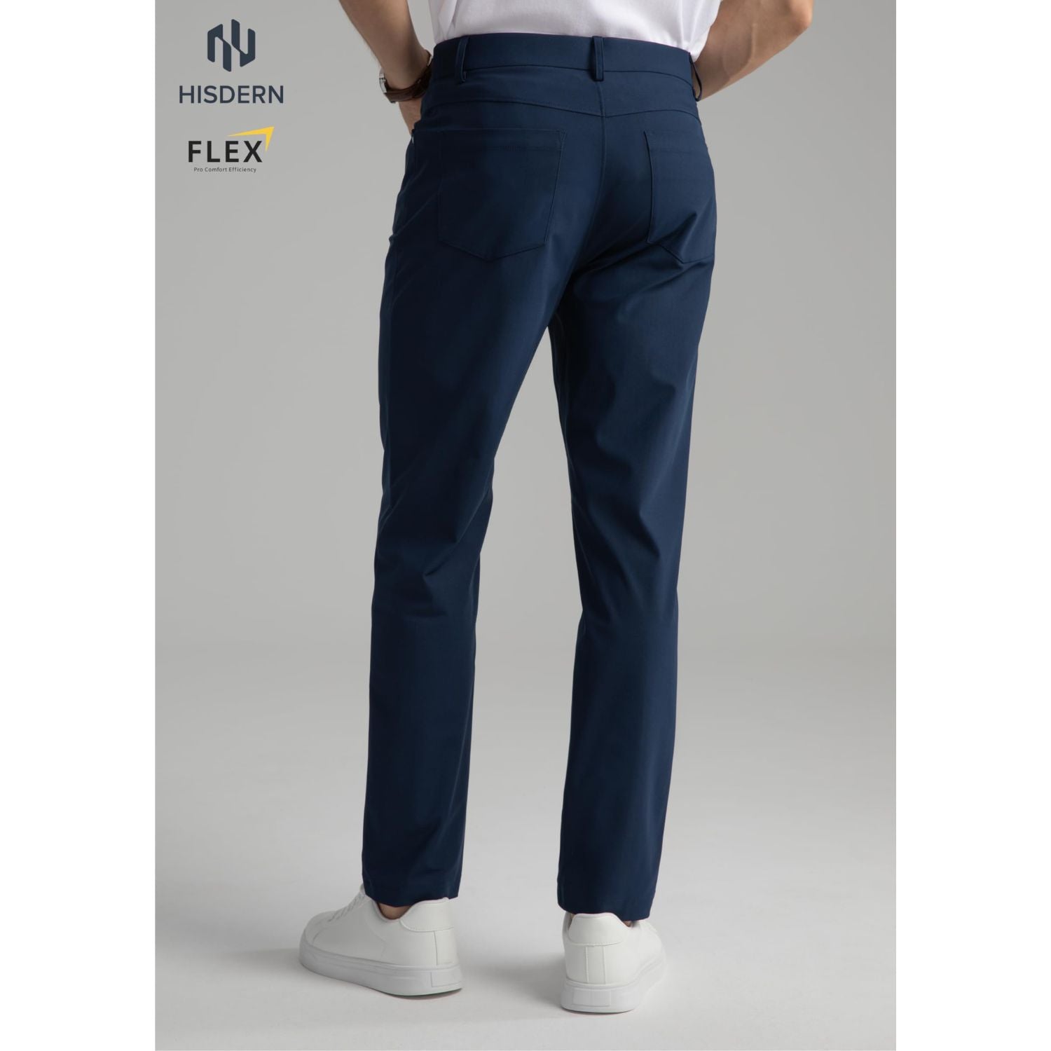 Hisdern Flex 503 Men's Golf Pants Slim Fit Navy Blue Stretch for Business Casual