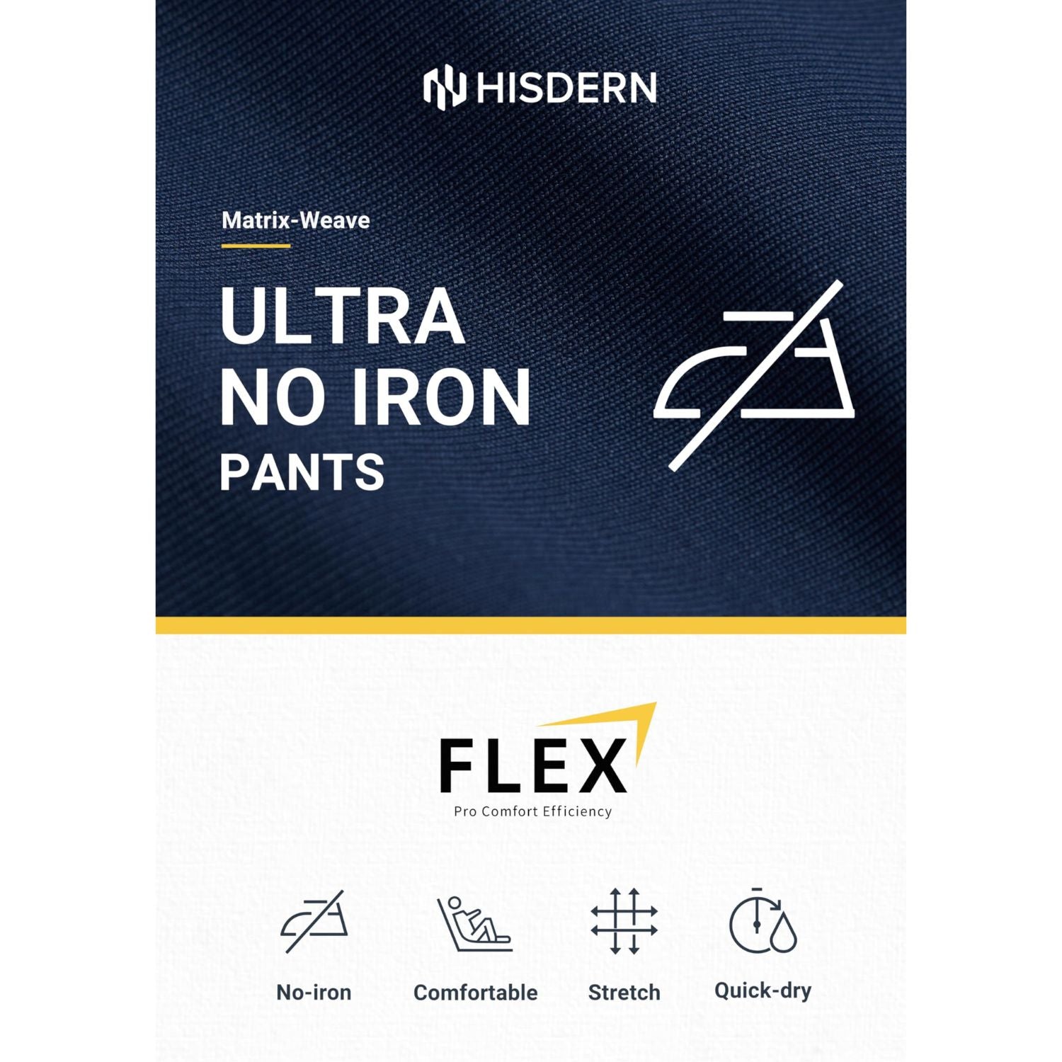 Hisdern Flex 503 Men's Golf Pants Slim Fit Navy Blue Stretch for Business Casual