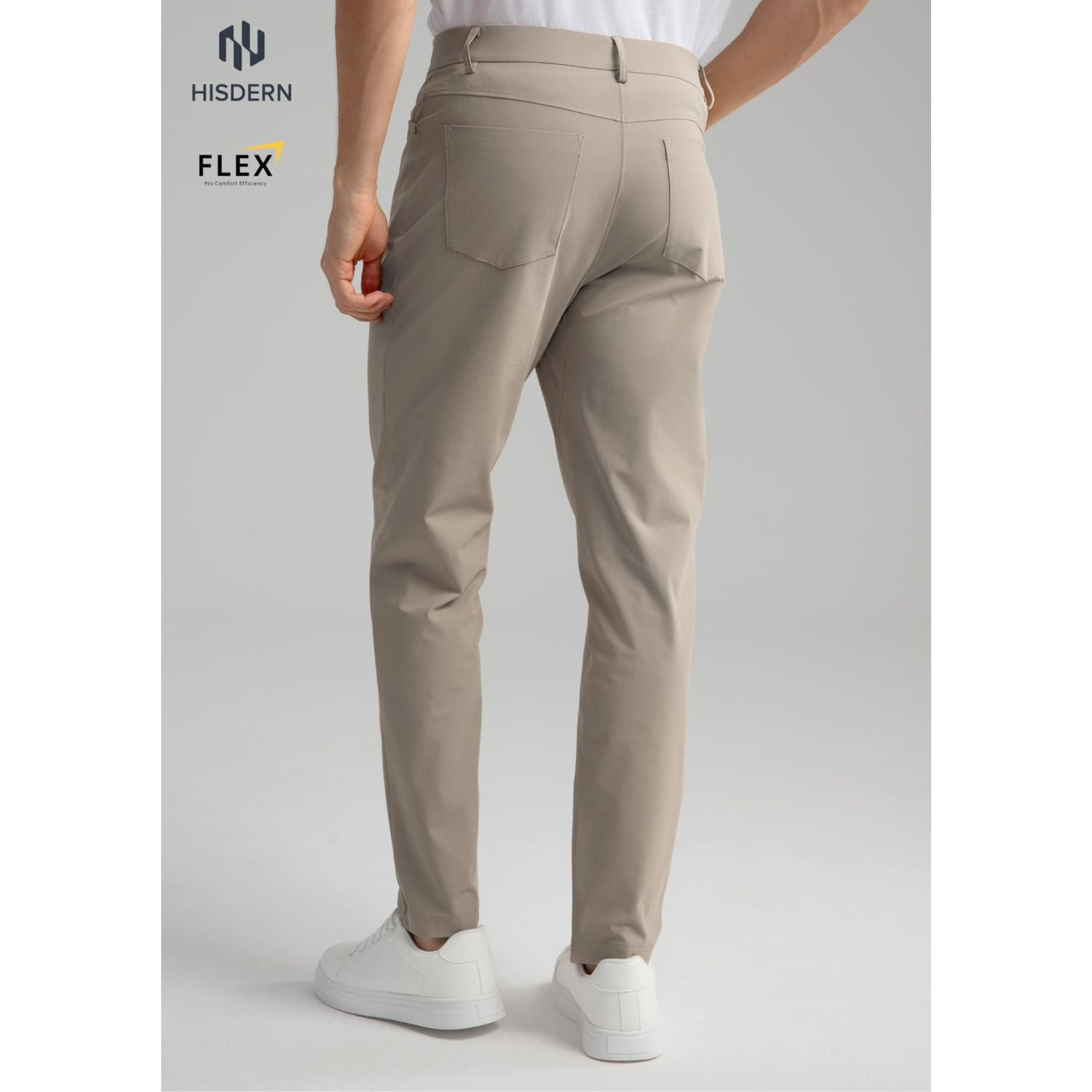 Hisdern Flex 503 Men's Golf Pants Slim Fit Warm Gray Stretch for Business Casual