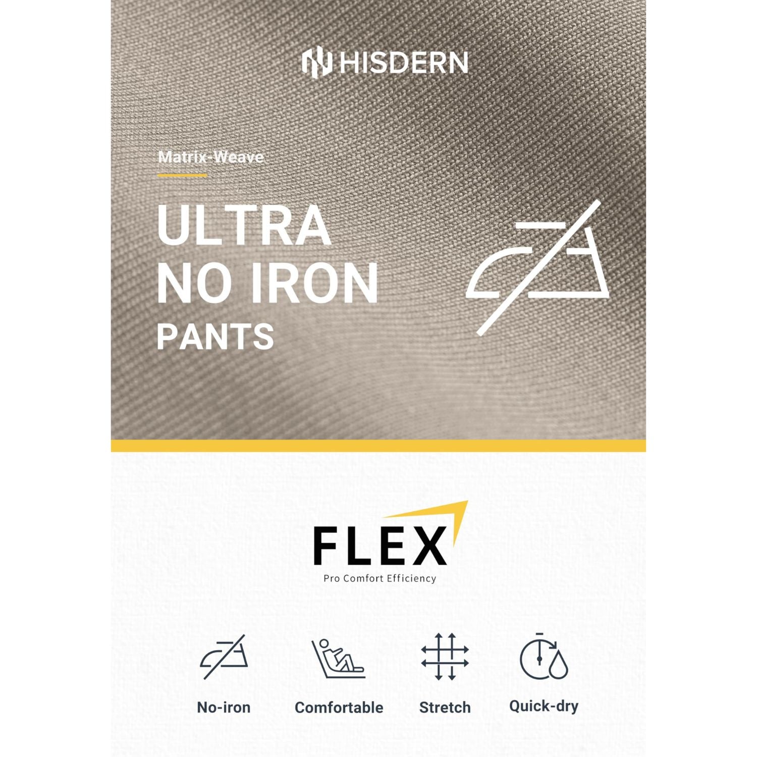 Hisdern Flex 503 Men's Golf Pants Slim Fit Warm Gray Stretch for Business Casual
