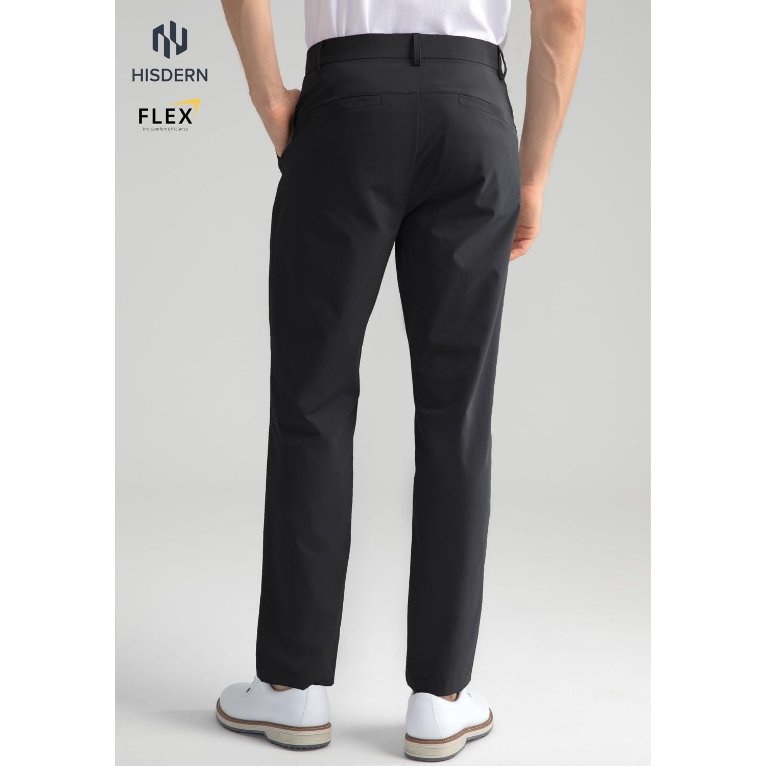 Hisdern Flex 301 Men's Stretch Dress Pants Black Classic Fit Casual Pants for All-Day Comfort