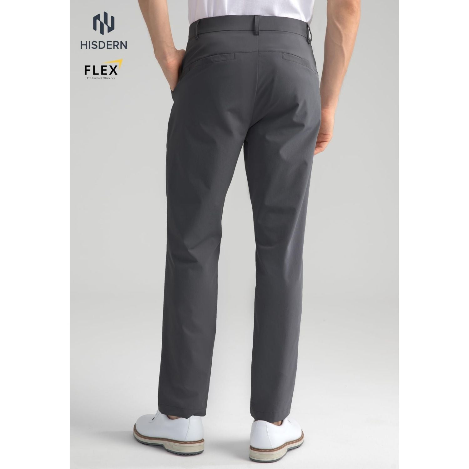 Hisdern Flex 301 Men's Stretch Dress Pants Iron Gray Classic Fit Casual Pants for All-Day Comfort