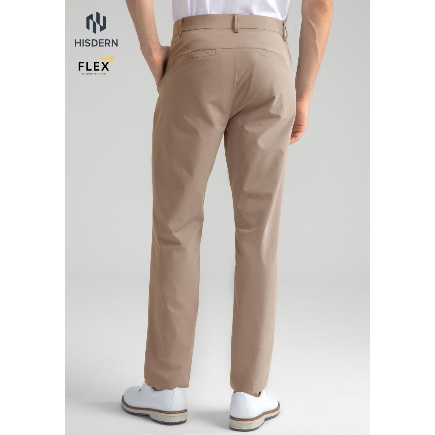 Hisdern Flex 301 Men's Stretch Dress Pants Khaki Classic Fit Casual Pants for All-Day Comfort