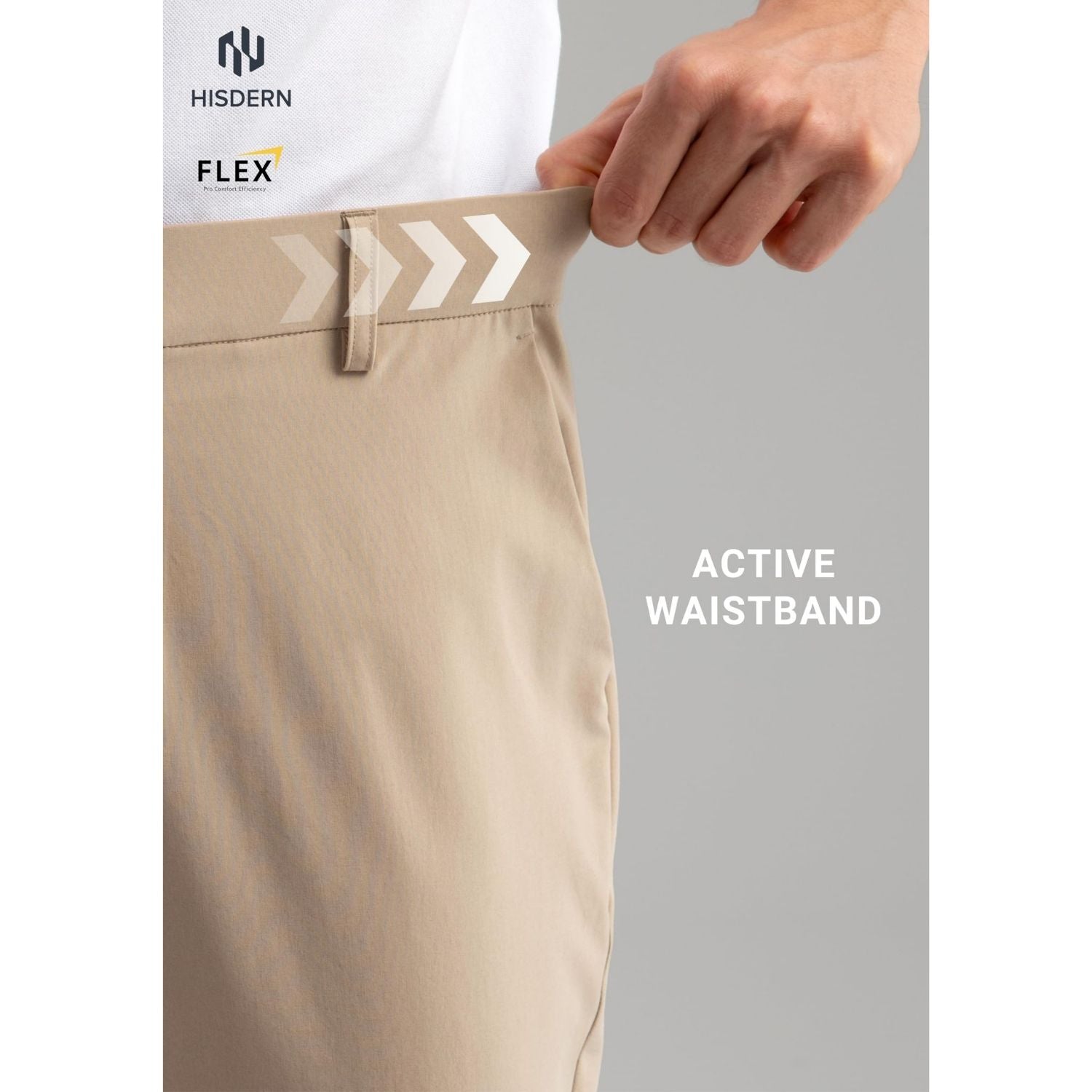 Hisdern Flex 301 Men's Stretch Dress Pants Khaki Classic Fit Casual Pants for All-Day Comfort