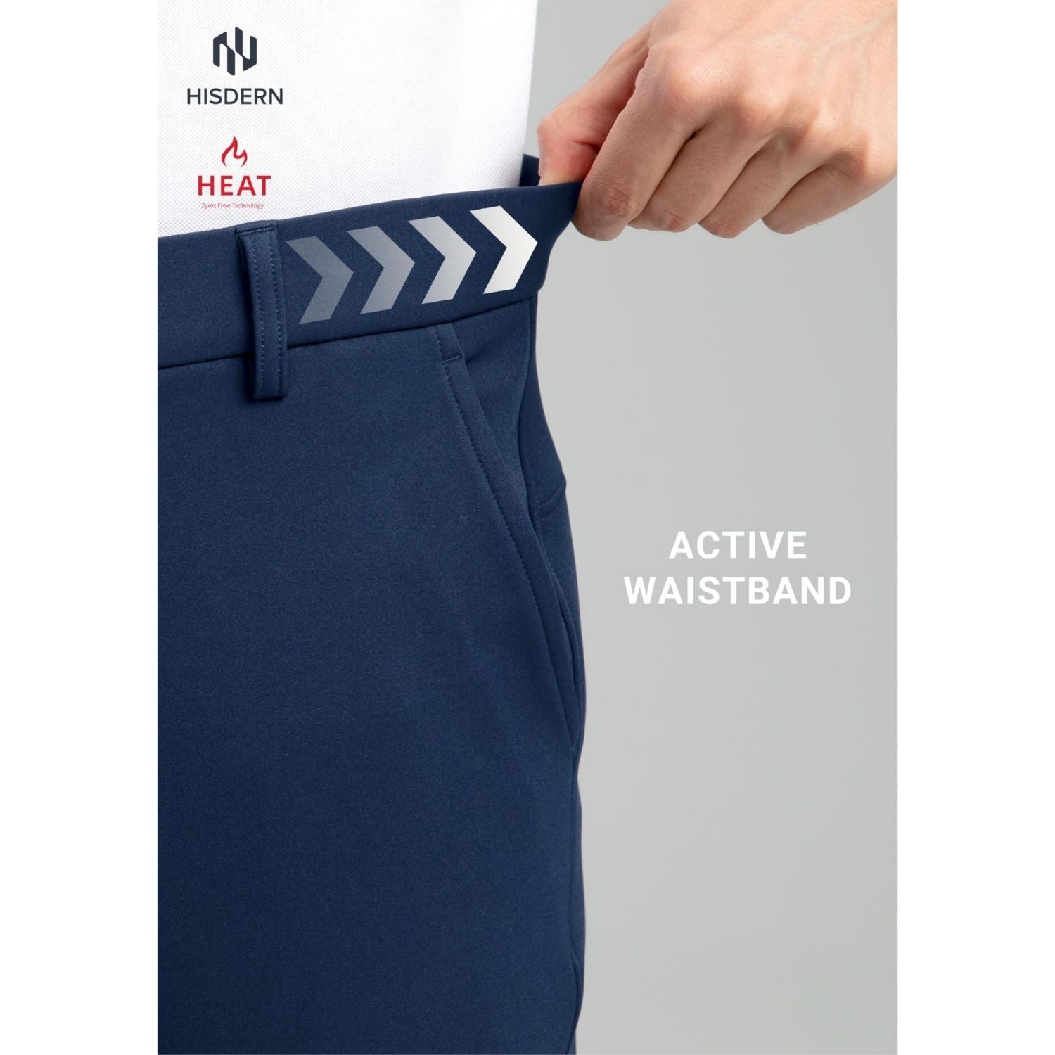 Hisdern 701 Heat Men's Golf Pants Stretch Navy Blue Comfy Work Dress
