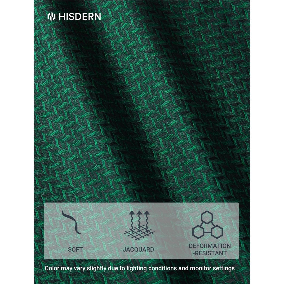 Hisdern Men's Houndstooth 4-Piece Tie Set in Dark Green for Weddings & Formal Wear
