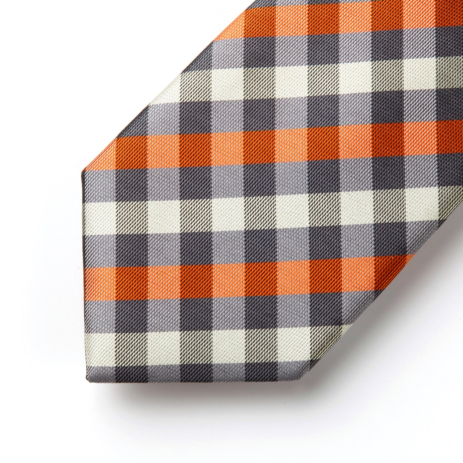 Plaid Tie Handkerchief Set - B8-ORANGE