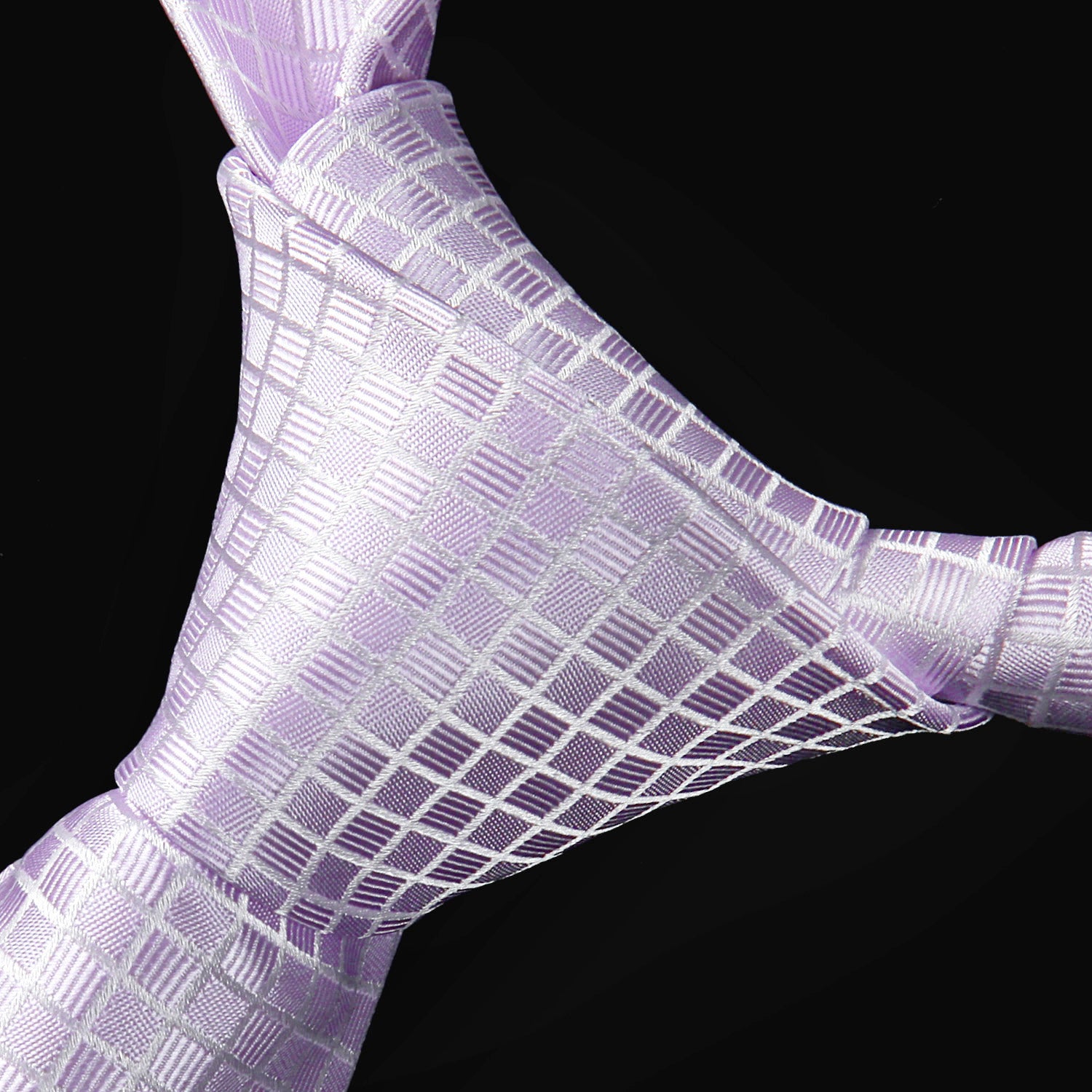 Plaid Tie Handkerchief Set - C-LAVENDER