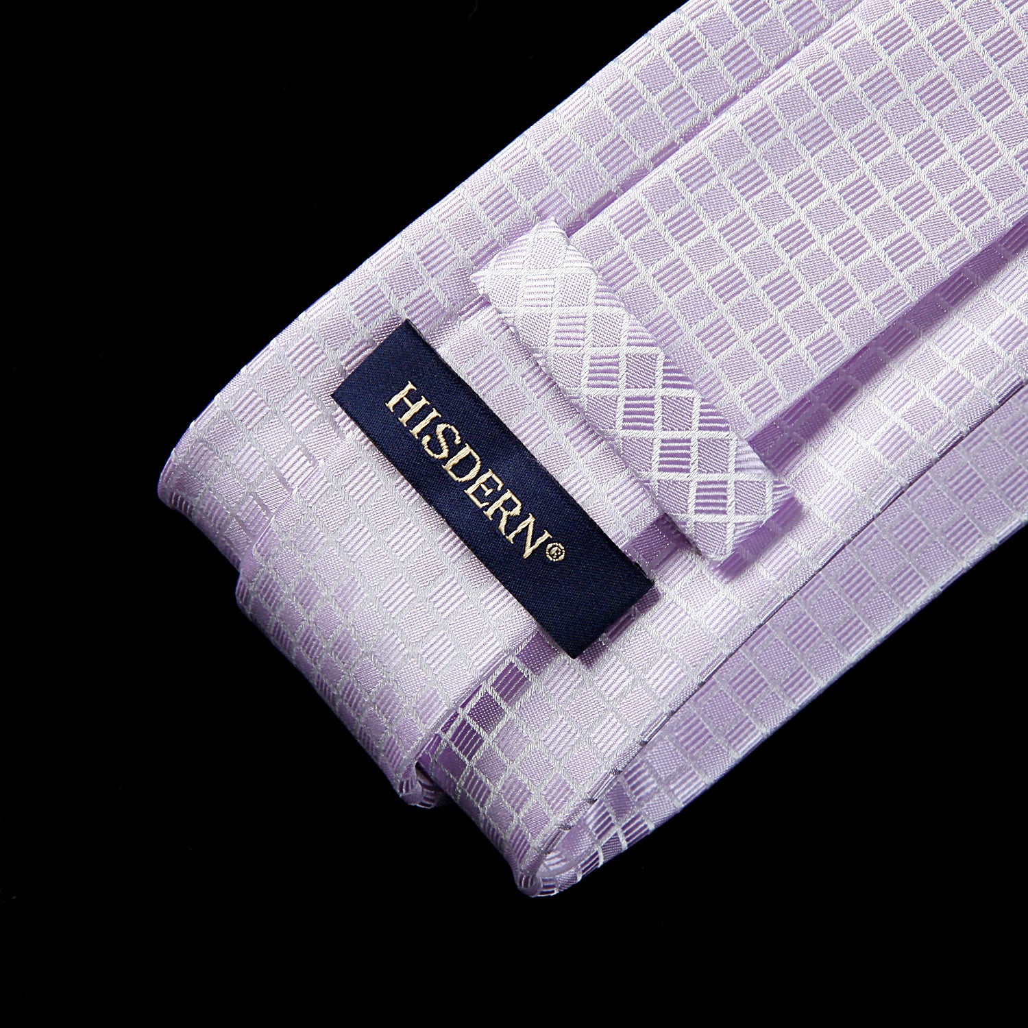 Plaid Tie Handkerchief Set - C-LAVENDER