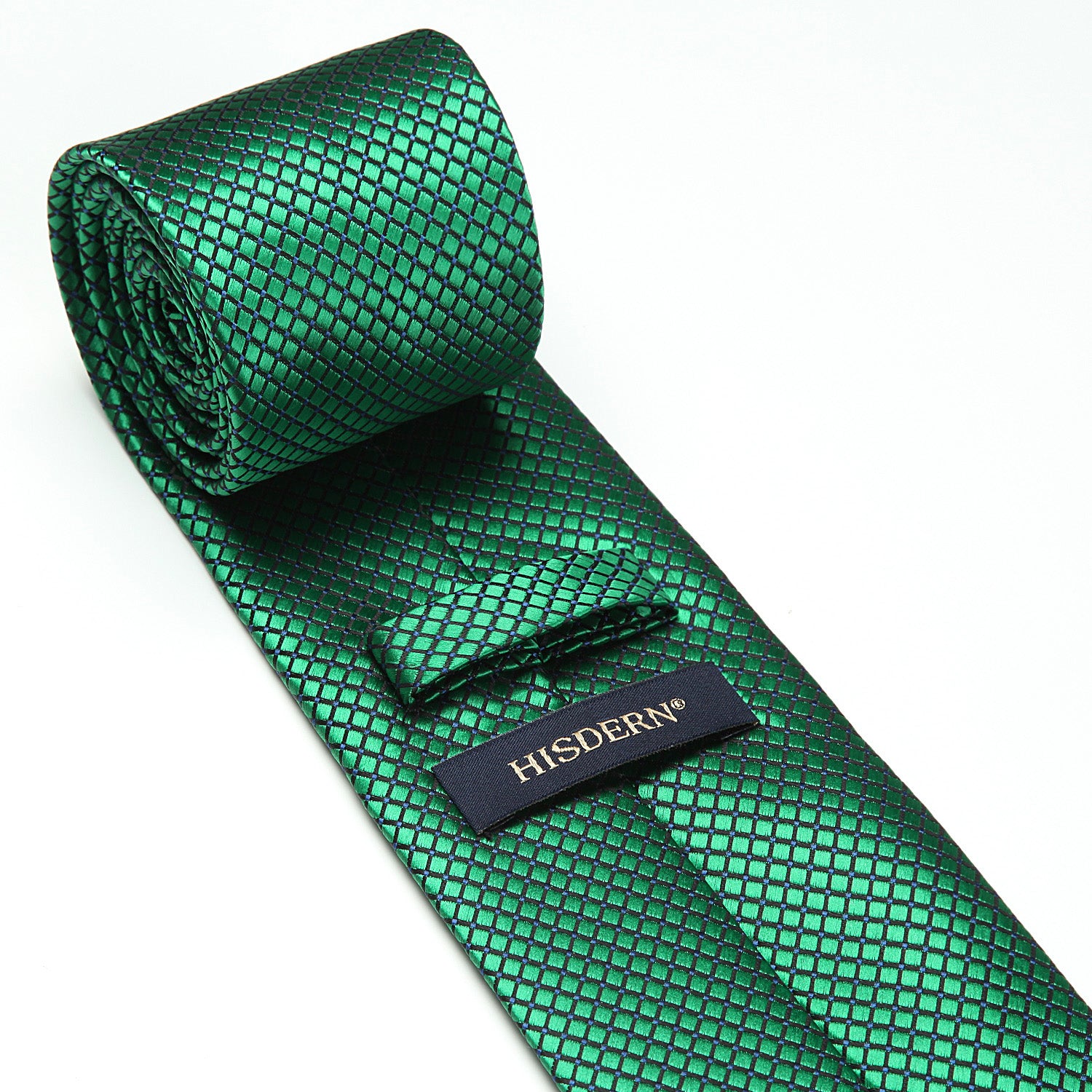 Houndstooth Tie Handkerchief Set - B-GREEN