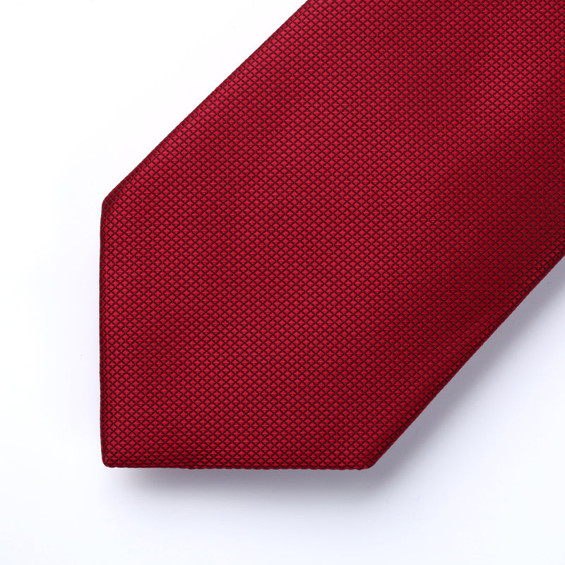 Houndstooth Tie Handkerchief Set - B-RED 