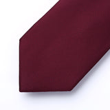 Plaid Tie Handkerchief Set - BURGUNDY 