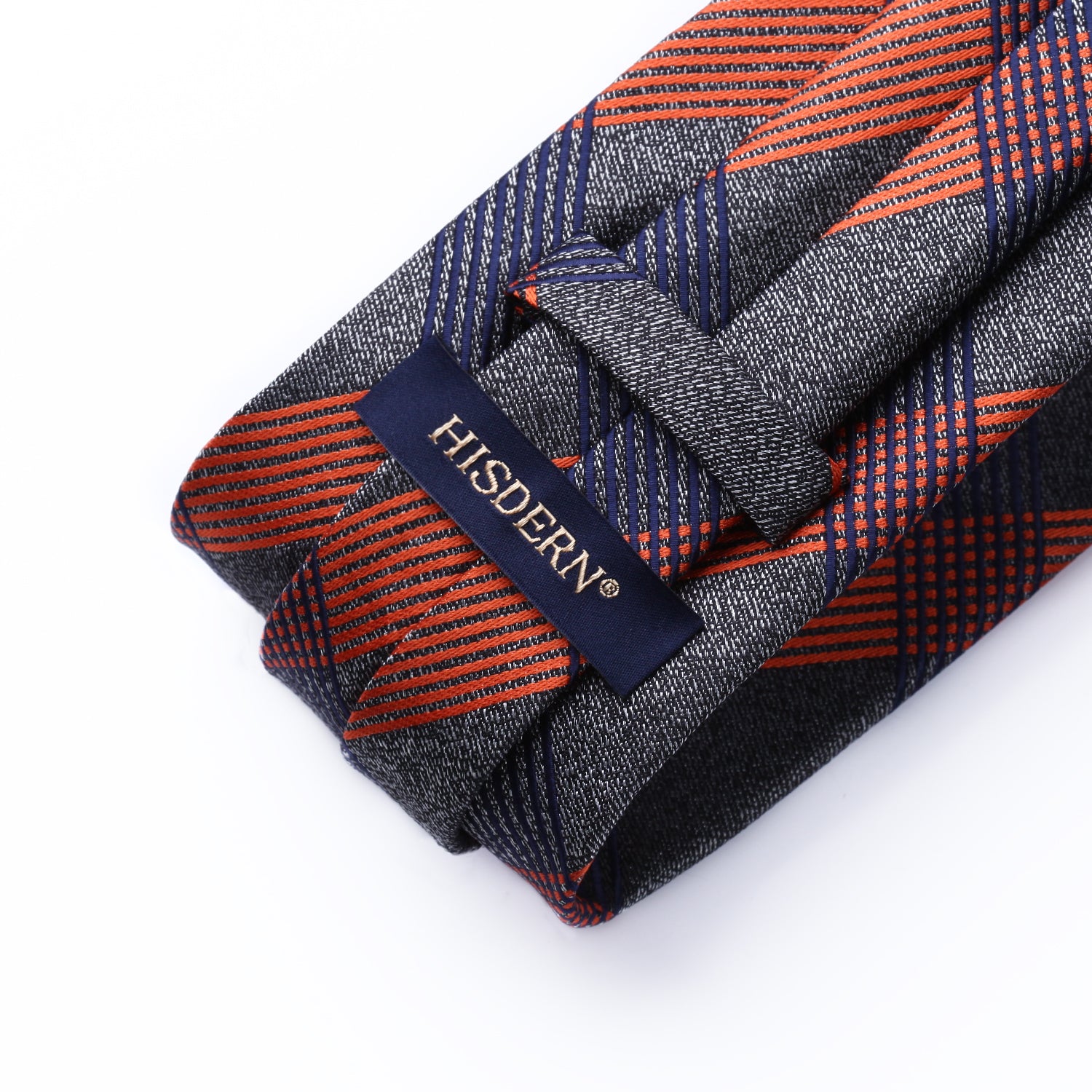 Plaid Tie Handkerchief Set - D-GRAY/ORANGE