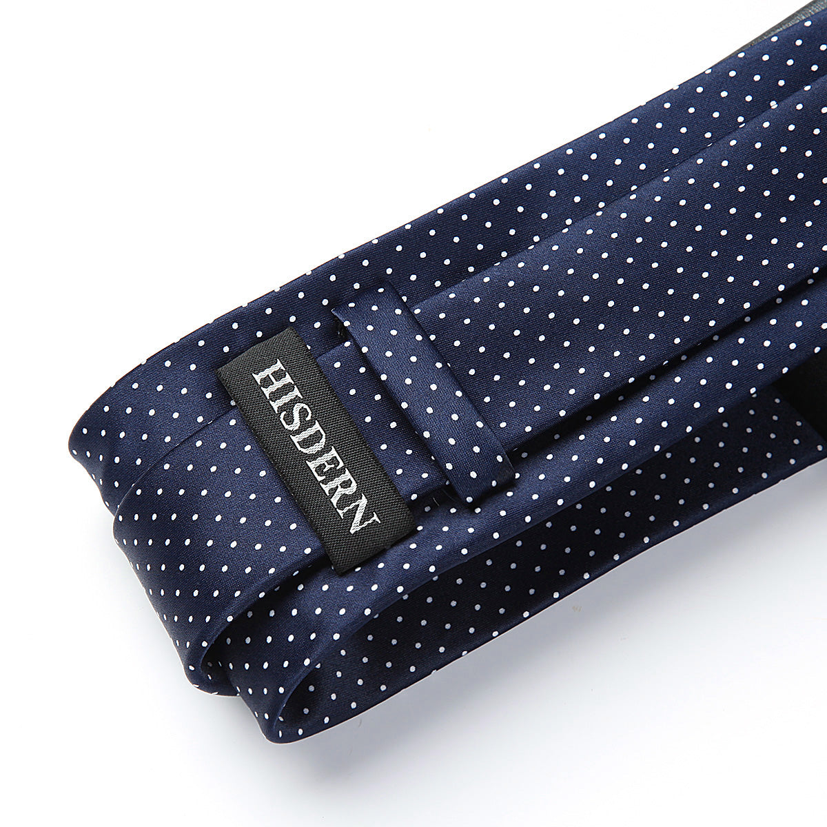 Polka Dot Tie Handkerchief Set - A-NAVY BLUE/WHITE 1