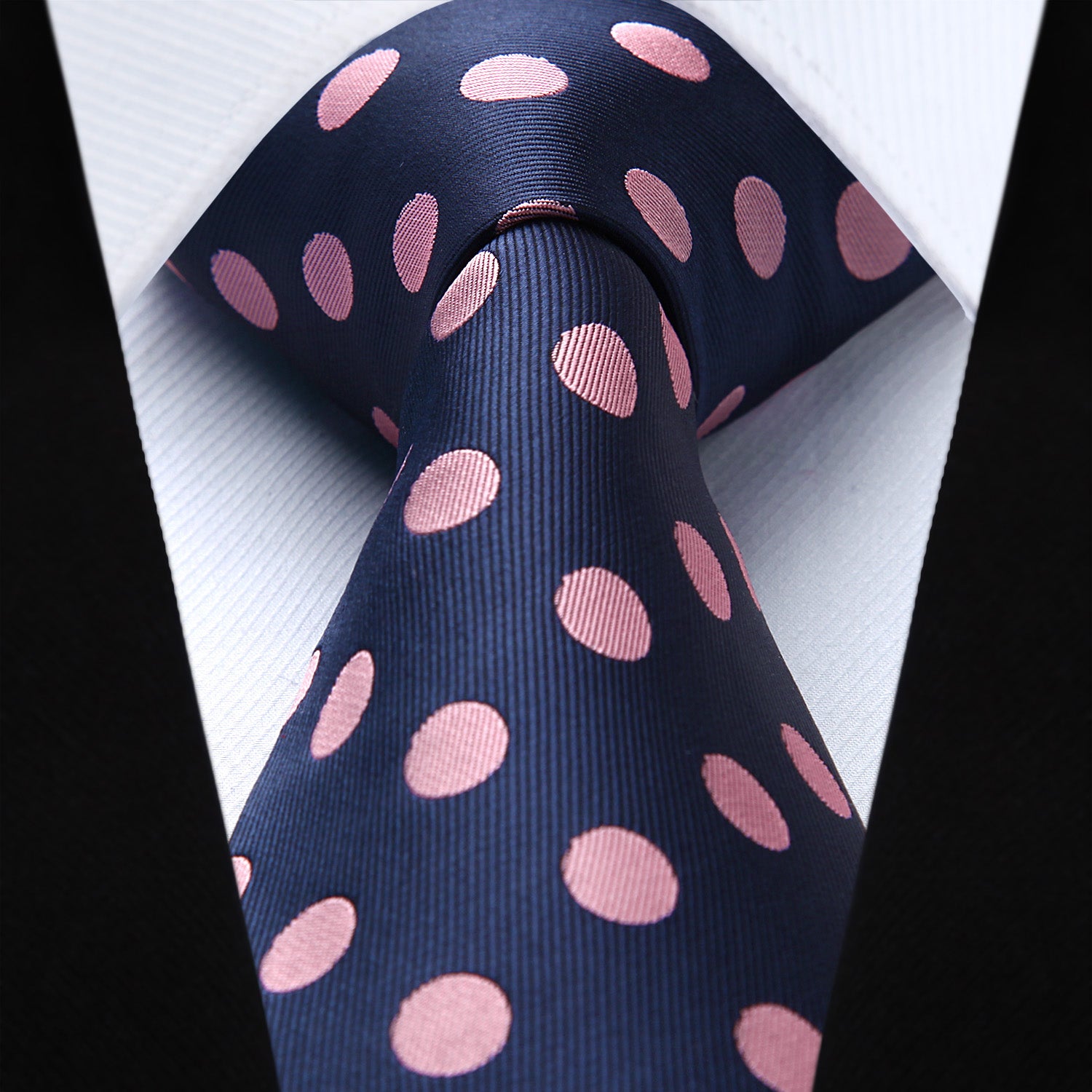 Polka Dot Tie Handkerchief Set - C-NAVY BLUE/PINK-A