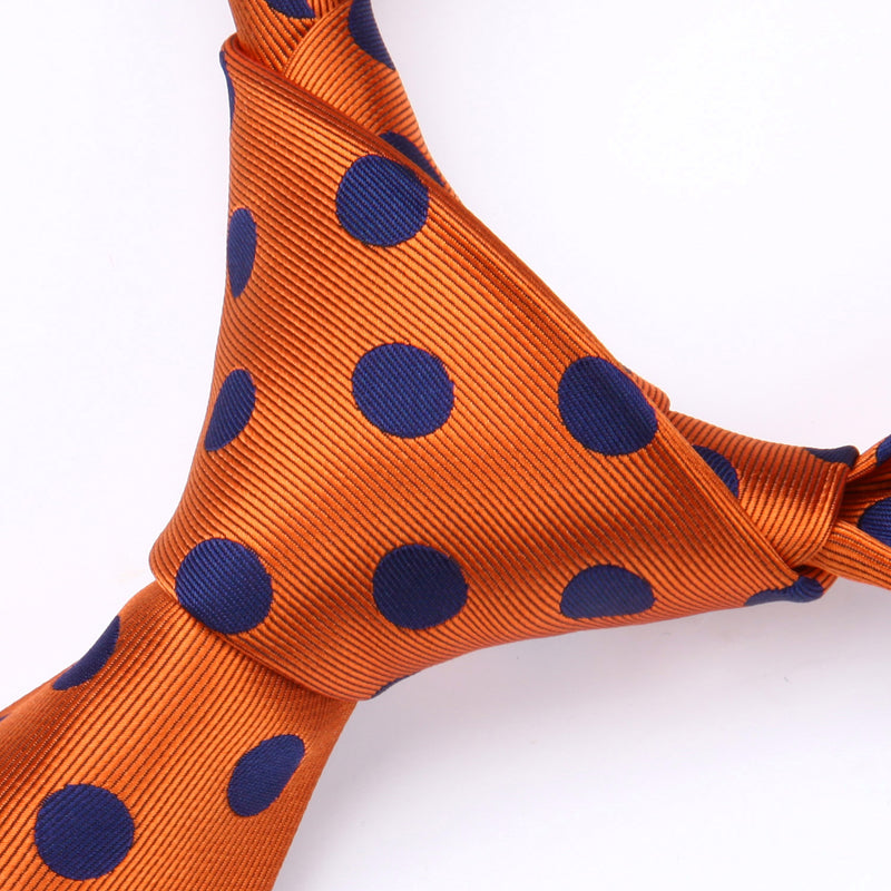 Polka Dot Tie Handkerchief Set - C-ORANGE/NAVY BLUE 