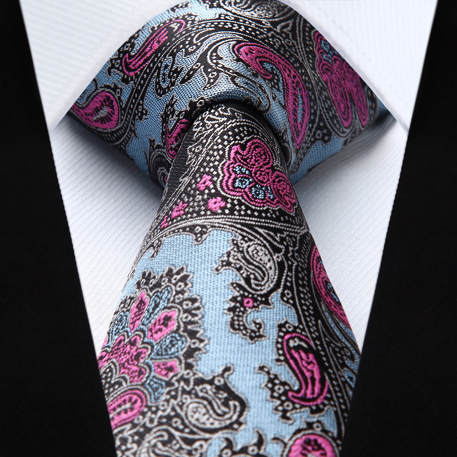 Paisley Tie Handkerchief Set - B3-BLUE PINK