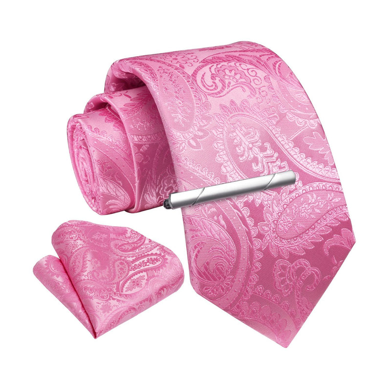 Paisley Tie Handkerchief Clip - PINK