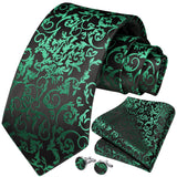 Floral Tie Handkerchief Cufflinks - GREEN-3 