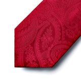 Paisley Tie Handkerchief Set - F4-CRIMSON RED 