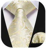 Floral Tie Handkerchief Set - B2-GOLD